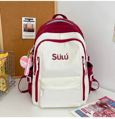 Women's Backpack, Large Capacity, Lightweight, Color-Block Design for Students - 10