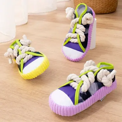 Dog Chew Toy Squeaky Canvas Shoe Anti-Destruction Training - 3