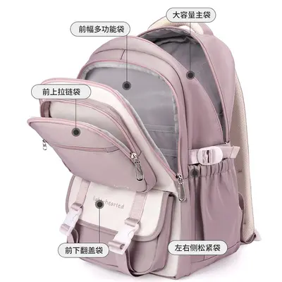Large Capacity School Backpack for Middle School Girls, Casual Design - 5