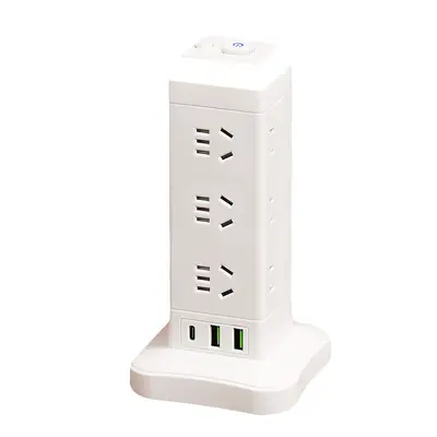 Steckdosenturm mit USB-Schnellladung, mehrere Anschlüsse, Büro und Haushalt
