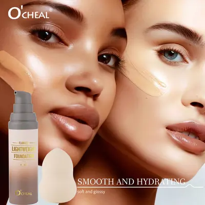 OCHEAL liquid foundation, natural flawless with sponge
