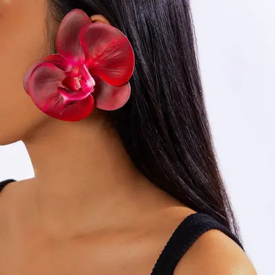 Amazon cross-border 3D colorful large butterfly orchid earrings, simulated flower earrings giving a fresh and atmospheric feel. - 7
