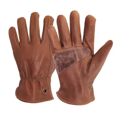 Brown Cowhide Leather Work Gloves, Protective Work Gloves