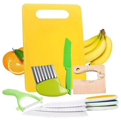 Çocuk güvenlik bıçak seti plastik bıçak ve kesme tahtası