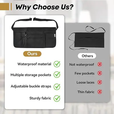 Multi-purpose skirt storage tool bag, multi-pocket, for restaurant, tea, beverage, garden, cleaning service waist bag with fixed logo