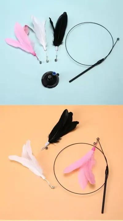 Suction Cup Cat Teaser Wand with Long Pole and Bell, Self-Play - 10