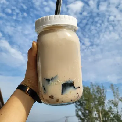 Large Capacity Glass Mason Jar Coffee Cup with Lid and Straw - 4
