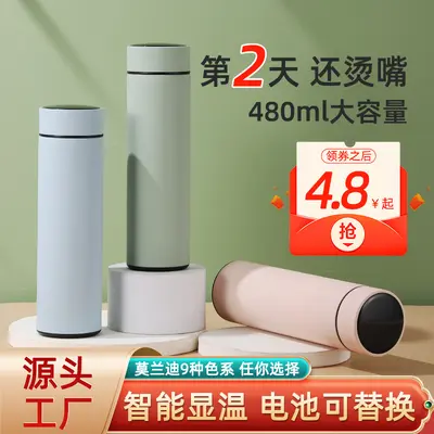 Insulated water bottle for women, elegant wholesale smart temperature indicator 316 stainless steel thermos cup, 304 special compact pocket cup. - 3
