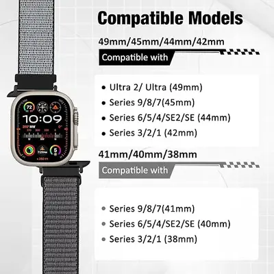 Nylon Loop Sport Watch Band with Hook-and-Loop for Apple Watch