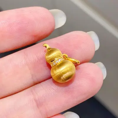 24K Echtgold-Anhänger Kürbis, antike Fadenzug-Handwerkstechnik