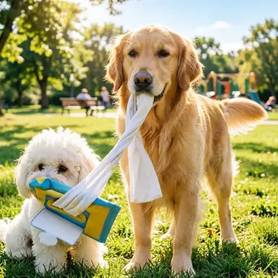 Köpek Peluş Kağıt Havlu Çekme Oyuncağı Diş Kaşıma ve Ödül Saklama - 2
