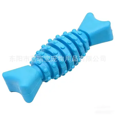TPR Fish Bone Dog Chew Toy, Molar Stick - 6
