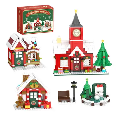 Christmas Village Building Block Set with Clock Tower, Small Pieces - 6