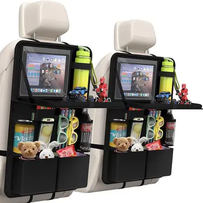 Car Seat Back Storage Bag, Multifunctional, Tablet Pocket, Anti-Kick Pad