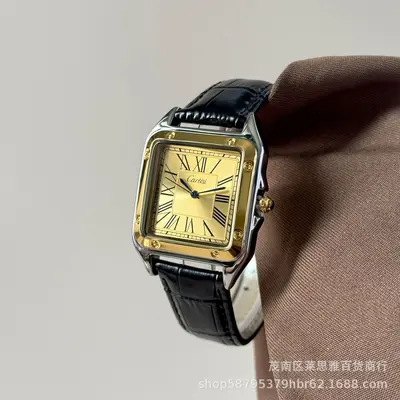 Cartisi men's wristwatch, square, roman numerals, leather strap - 11