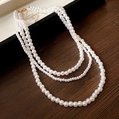 18k vergoldete Zirkonia-Perlenkette, luxuriöse Schlüsselbeinkette - 8