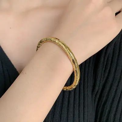 Antique Design Gold-Plated Open Bracelet, 999 Gold Filled