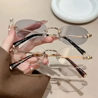Frameless Round Sunglasses for Women - 4
