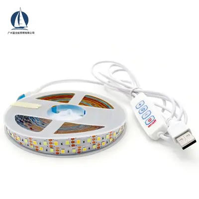 USB 5V LED Işık Şeridi, 501 Düğmeli Anahtar, Üç Renk Kısılabilir