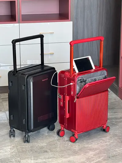 Rechargeable Double-Sided Aluminum Frame Carry-On Suitcase 20 Inch, Silent Wheels - 4