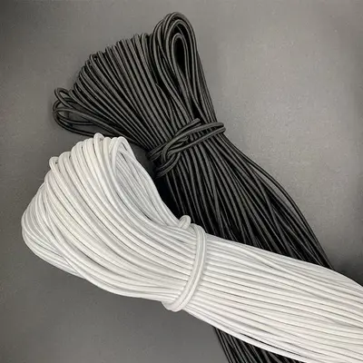 Black Latex Elastic Cord, High Elasticity, for Clothing and Hats - 3