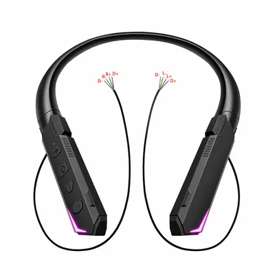 Nefes ışığı ile DIY EQ ayar TF kart oyunu asılı boyun Bluetooth kablosuz stereo kulaklık aksesuarları yarı mamul ürün