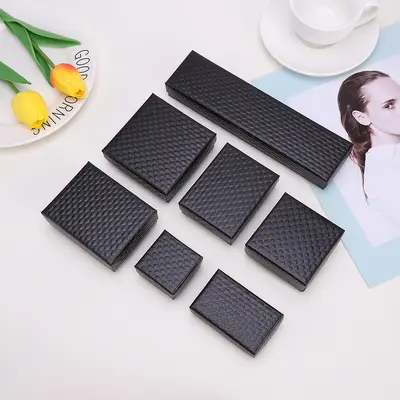 Nokta cennet ve toprak kapak kağit kutu mücevher kutusu kolye yüzük takı ambalaj kutusu moda kabartmalı doku mücevher kutusu toptan - 7