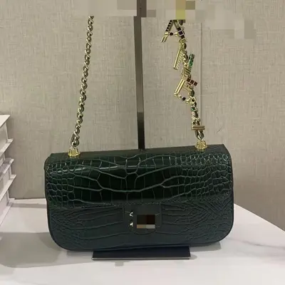 Cross-border Crocodile Texture Handbag with Top Handle Mini Chain Bag Vintage Commuter Versatile Shoulder Crossbody Bag - 10