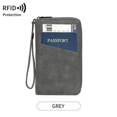 RFID korumalı pasaport cüzdanı, çok bölmeli seyahat çantası - 8