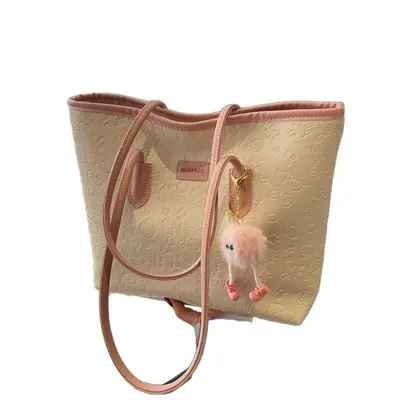 Fashion Trendy Mom Junior and Senior High School Tote Bag Large Capacity Women's Versatile Single Shoulder Bag Textured Commuting Hand-Carried Tote Bag