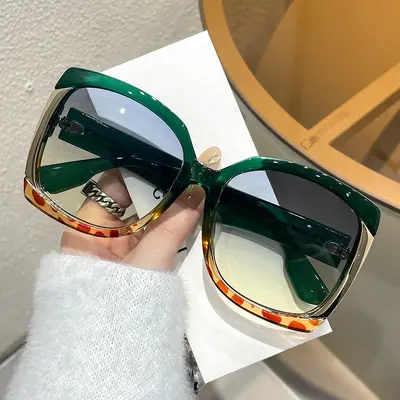 Large-Frame Sunglasses, Contrast Colour, Women's - 1