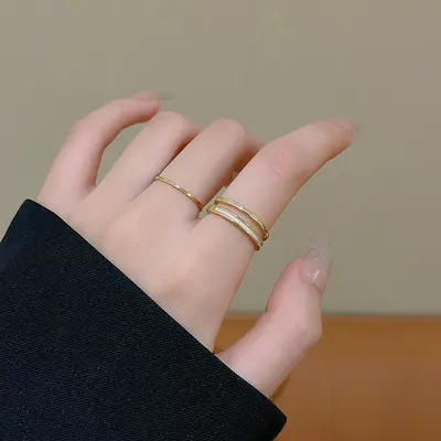 Vintage inci yüzük seti kadınlar için, soğuk minimalist stil - 12