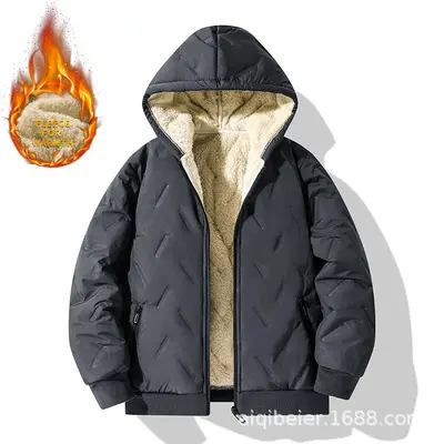 Lamb Wool-Lined Cotton Children's Jacket, Medium and Large Sizes - 8