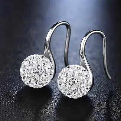 Dreireihige Ohrringe mit Steinen, Shamballa-Design Damen - 3