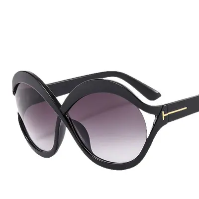 Round Large Frame T-Shape Sunglasses, Crossover Style - 6
