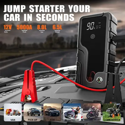 12V Powerbank Akü Takviyesi Çalıştırma Cihazı Araç İçi Marş Yardımcısı Oto Acil Durum Başlatma Güç Kaynağı Acil Durum Başlatma Güç Kaynağı