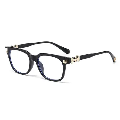 Ultra-Light Anti-Blue Light Plain Lens Retro Black Frame Unisex Glasses - 7