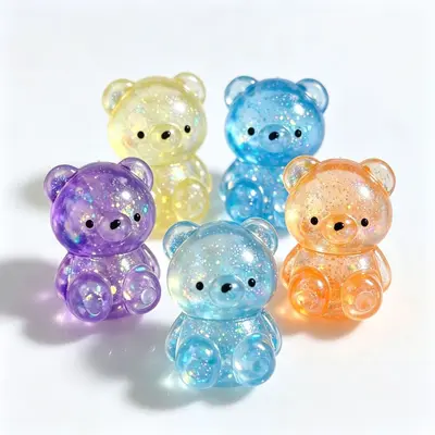 Transparente Bärchen-Quetschspielzeug mit schillerndem Glitzer, weiches Gelee-Bärchen Antistress-Spielzeug