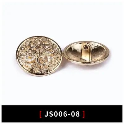 Hollow Pearl Gold Metal Button, Round - 10