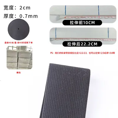 Black and White Edge-Stitched Colored Waistband Elastic Band, Flat Wide, High Stretch - 10