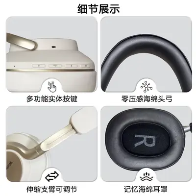 PX71ANC Over-Ear Bluetooth Headphones with True Noise Cancelling, Metallic Finish