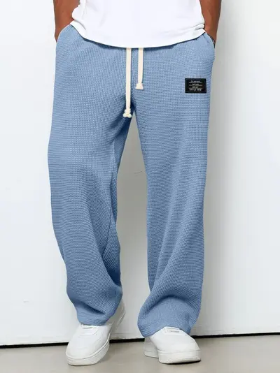 Herren-Waffelhose, gerade geschnittene Jogginghose, locker, Frühling/Herbst - 9