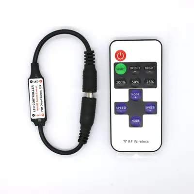 RF11 anahtarlı tek renkli kontrol cihazı DC başlıklı 5V LED ışık şeridi uzaktan kumandalı mini siyah ve kırmızı kablolu COB ışık şeridi dimmeri - 8