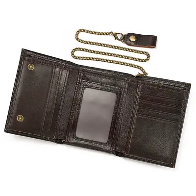 Men's Genuine Leather Wallet, Crazy Horse Leather, Multiple Card Slots - 10