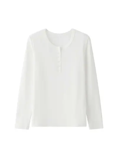 Damen Slim-Fit T-Shirt mit Rundhals und halbem Reißverschluss, Herbst-Oberteil