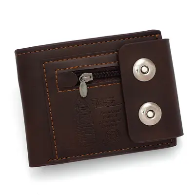 Men's Embossed Short Wallet with Magnetic Snap, Multi-Card Slots and Coin Pocket - 7