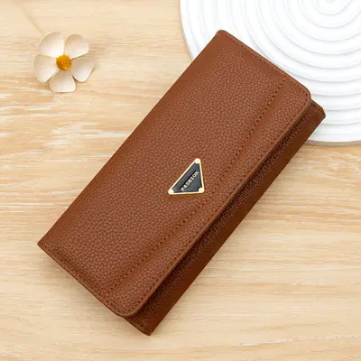 Women's Long Wallet, Lychee Pattern, Bi-Fold, Large Capacity with Coin Pocket - 9