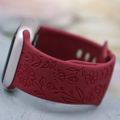 Apple iWatch 11 uyumlu silikon kordon, düz renk oymalı - 11