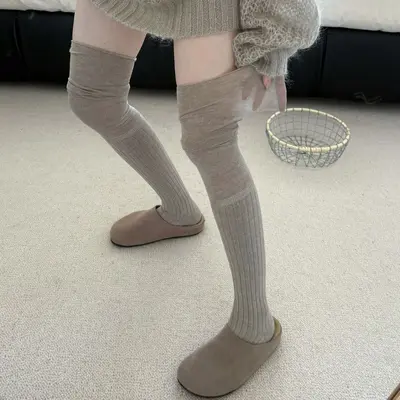 Damen-Overknee-Socken aus nahtloser Baumwolle - 2