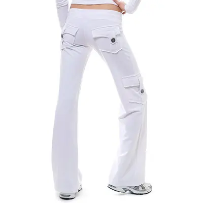 Damen-Yogahose mit elastischem Bund und Knopftaschen, bequemer Schnitt - 6